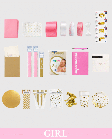 Zestaw dekoracji na Baby Shower GIRL - gry, zabawy, ozdoby